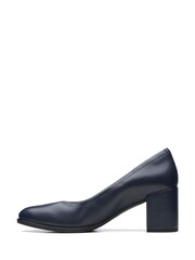Clarks Blue Wide Fit (E) Leather Freva 55 Court Shoes - Image 2 of 7