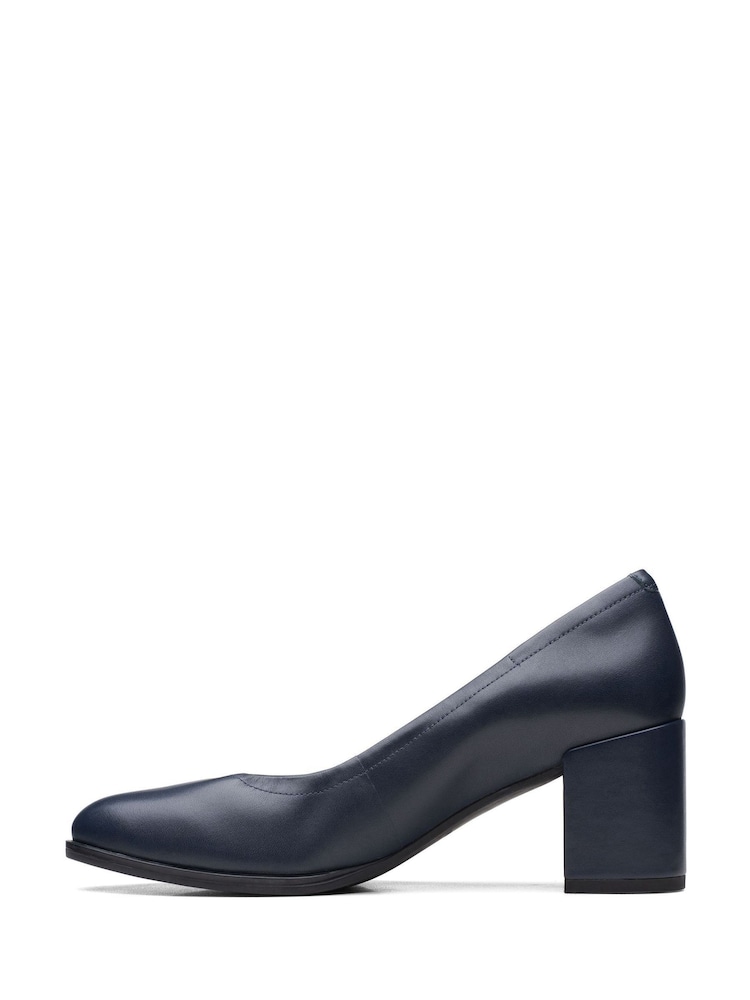 Clarks Blue Wide Fit (E) Leather Freva 55 Court Shoes - Image 2 of 7