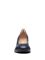 Clarks Blue Wide Fit (E) Leather Freva 55 Court Shoes - Image 4 of 7