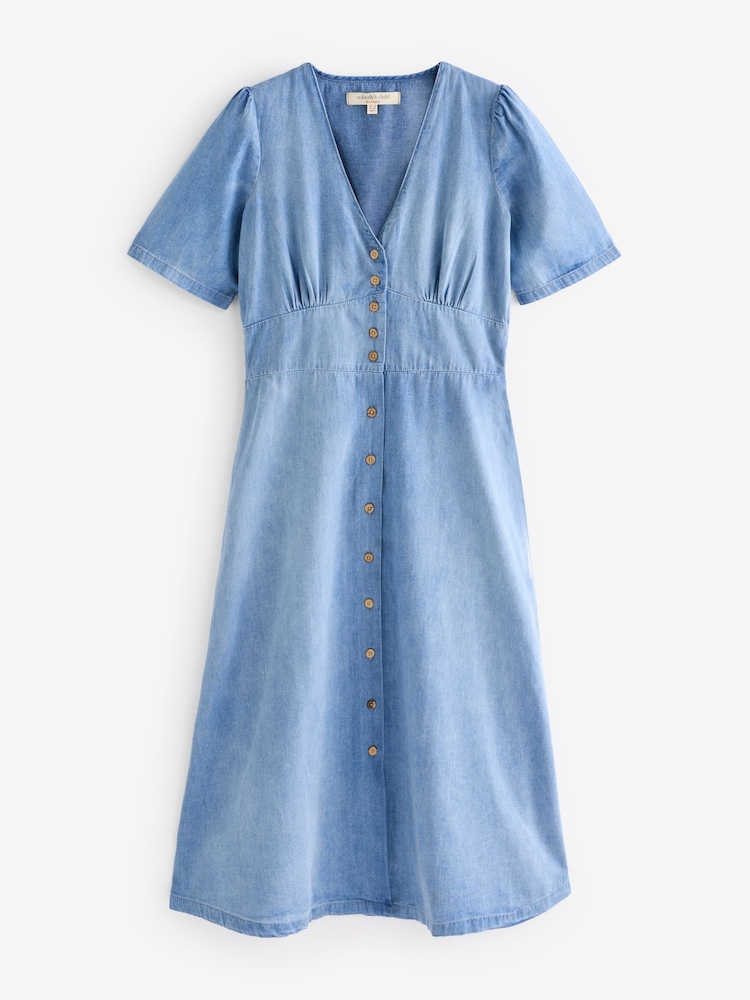 Nobody's Child Blue Denim Alexa Midi Dress - Image 3 of 3
