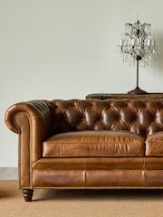 London Leather Classic Cognac Chesterfield 2 Seater Sofa - Image 1 of 1
