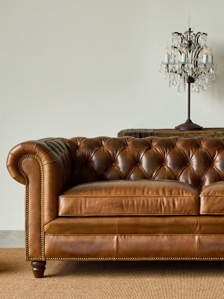 London Leather Classic Cognac Chesterfield 2 Seater Sofa - Image 1 of 1