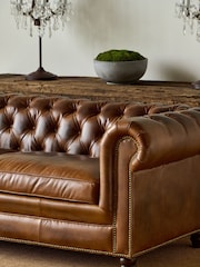 London Leather Classic Cognac Chesterfield 2 Seater Sofa - Image 2 of 7