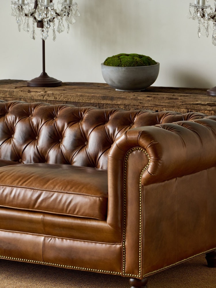 London Leather Classic Cognac Chesterfield 2 Seater Sofa - Image 2 of 7