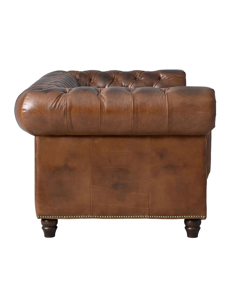 London Leather Classic Cognac Chesterfield 2 Seater Sofa - Image 7 of 7