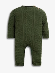 The Little Tailor Baby 100% Cotton Cable Knit Romper And Hat Gift Set - Image 5 of 10