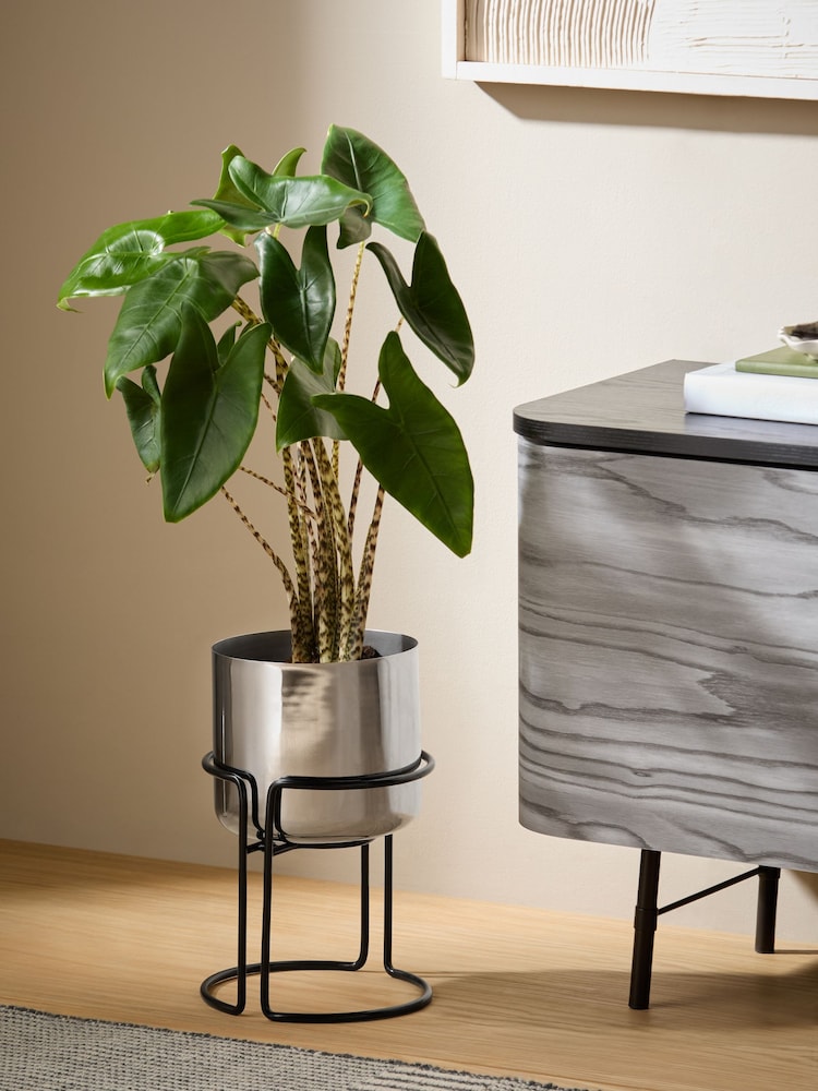 MADE.COM Silver Piper Plant Pot - Image 1 of 4 MADE.COM Silver Piper Plant Pot - Image 1 of 4