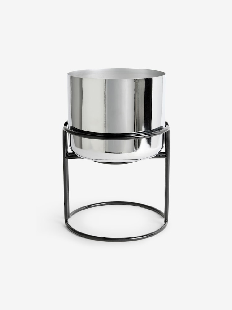 MADE.COM Silver Piper Plant Pot - Image 4 of 4
