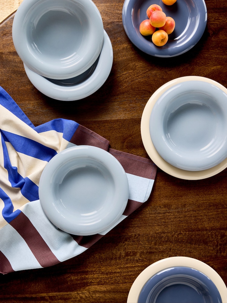 MADE.COM Set of 4 Blue Quell Pasta Bowls - Image 1 of 3
