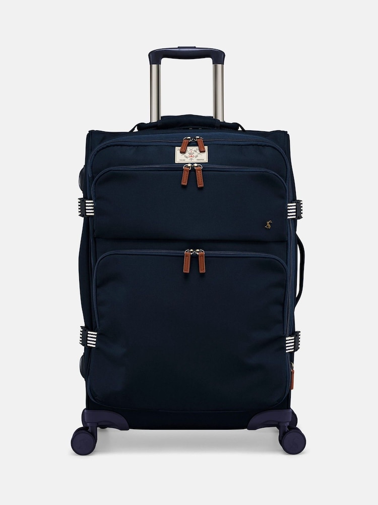 Joules Navy Blue Medium 4 Wheel Soft Suitcase - Image 1 of 9