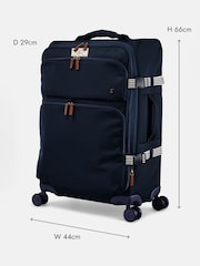 Joules Navy Blue Medium 4 Wheel Soft Suitcase - Image 3 of 9