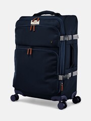 Joules Navy Blue Medium 4 Wheel Soft Suitcase - Image 4 of 9