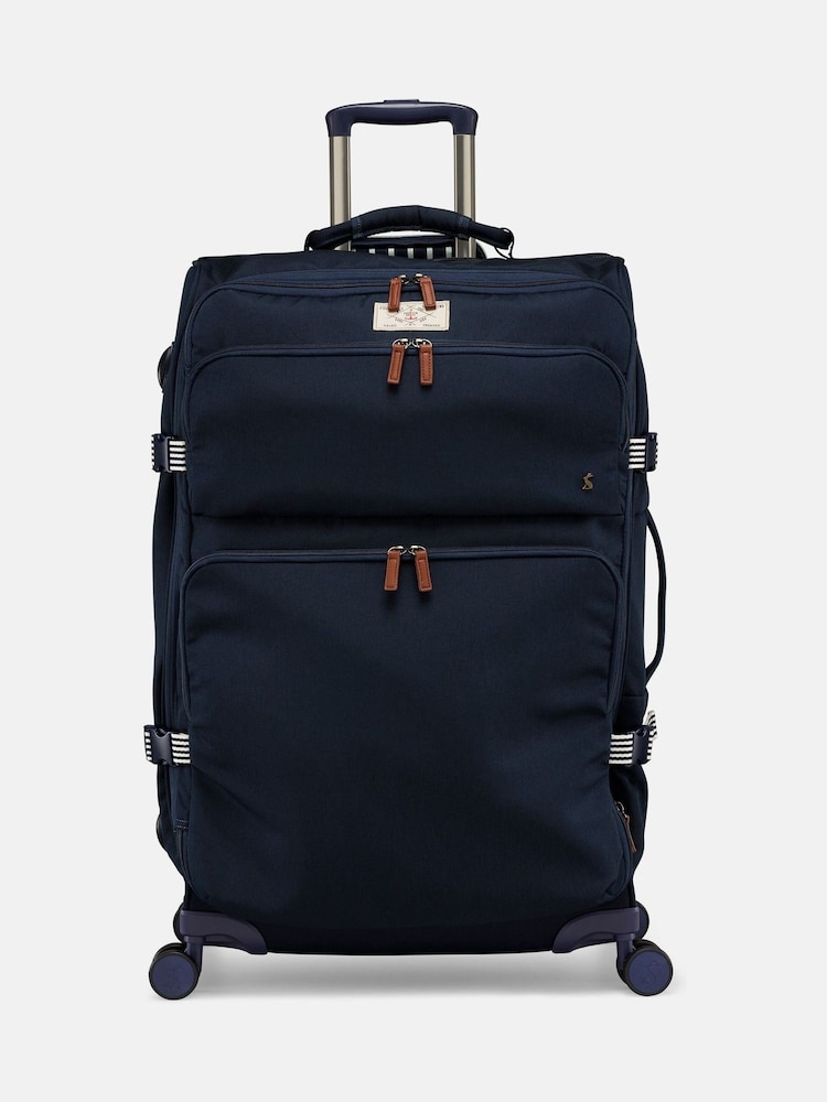 Joules Navy Blue Large 4 Wheel Soft Suitcase - Image 1 of 11