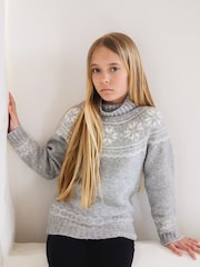 The Little Tailor Kids Snowflake Funnel Neck Chunky Christmas Jumper - Image 1 of 5