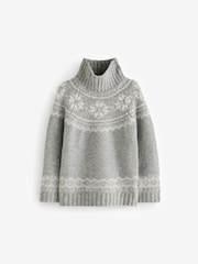 The Little Tailor Kids Snowflake Funnel Neck Chunky Christmas Jumper - Image 3 of 5