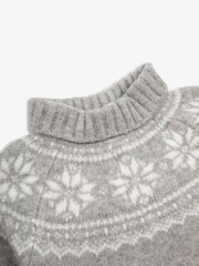 The Little Tailor Kids Snowflake Funnel Neck Chunky Christmas Jumper - Image 4 of 5