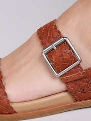 EMU Australia Brown Hyams Leather Plaited Sandals - Image 5 of 11