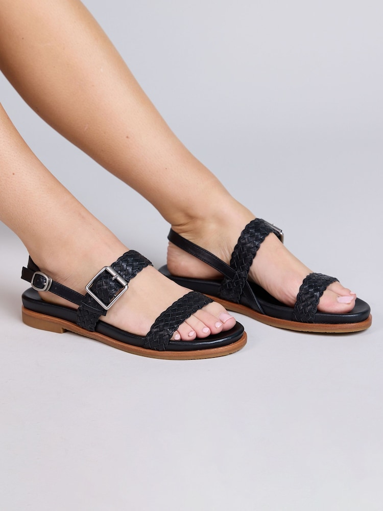 EMU Australia Black Hyams Leather Plaited Sandals - Image 1 of 12