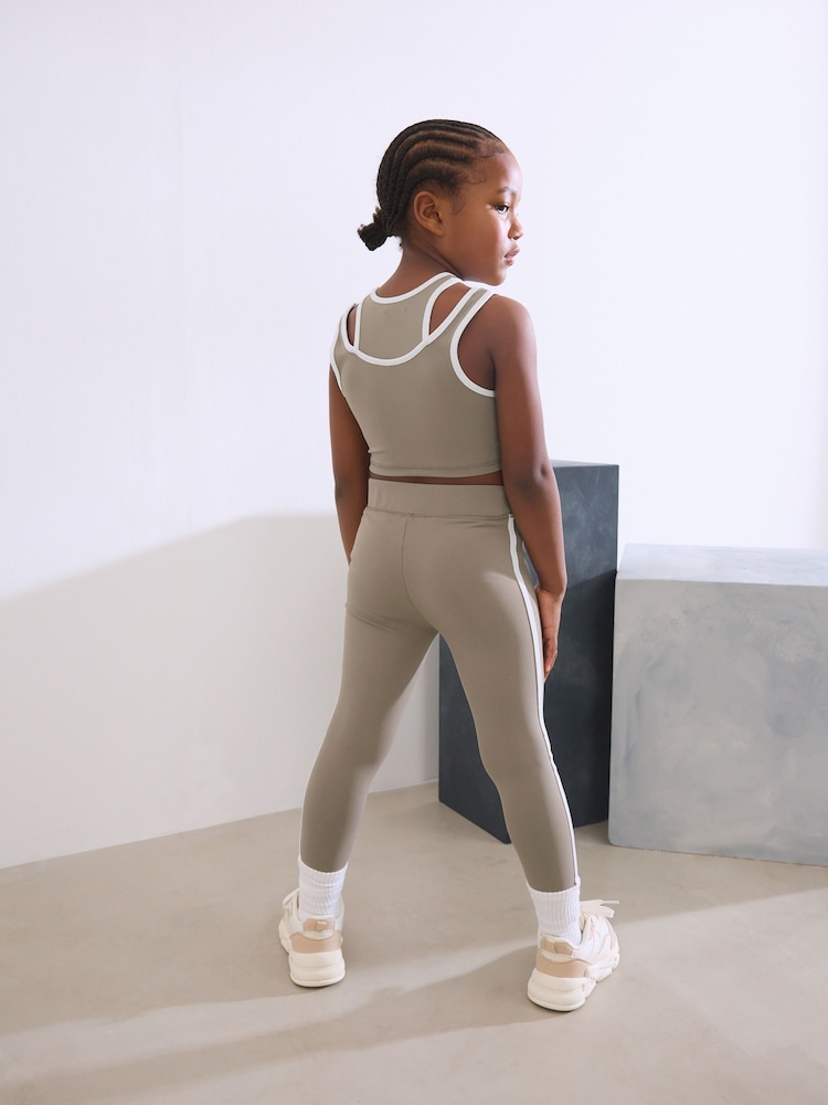 Khaki Green Side Trim Sports Leggings (3-16yrs) - Image 2 of 5