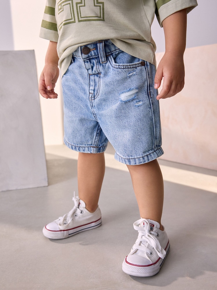 Light Blue Distressed Denim Shorts (3mths-7yrs) - Image 1 of 7