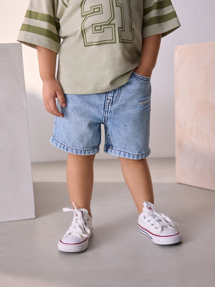 Light Blue Distressed Denim Shorts (3mths-7yrs) - Image 2 of 7