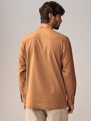 Brown Textured Long Sleeve 100% Cotton Kurta - Image 2 of 8