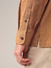 Brown Textured Long Sleeve 100% Cotton Kurta - Image 3 of 8