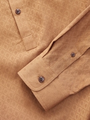 Brown Textured Long Sleeve 100% Cotton Kurta - Image 7 of 8