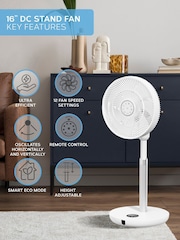 Air Pro White 125 Pedestal Fan With Remote Control and Digital Display - Image 2 of 7