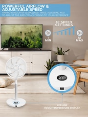 Air Pro White 125 Pedestal Fan With Remote Control and Digital Display - Image 4 of 7
