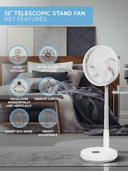 Air Pro White 13.5 Oscillating Pedestal Fan With Remote Control - Image 2 of 7