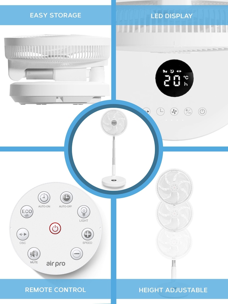 Air Pro White 13.5 Oscillating Pedestal Fan With Remote Control - Image 7 of 7