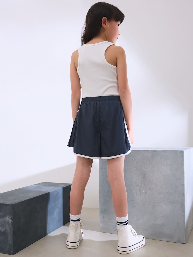 Navy Blue Sporty Pleated Shorts (3-16yrs) - Image 2 of 8