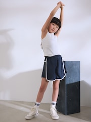 Navy Blue Sporty Pleated Shorts (3-16yrs) - Image 3 of 8