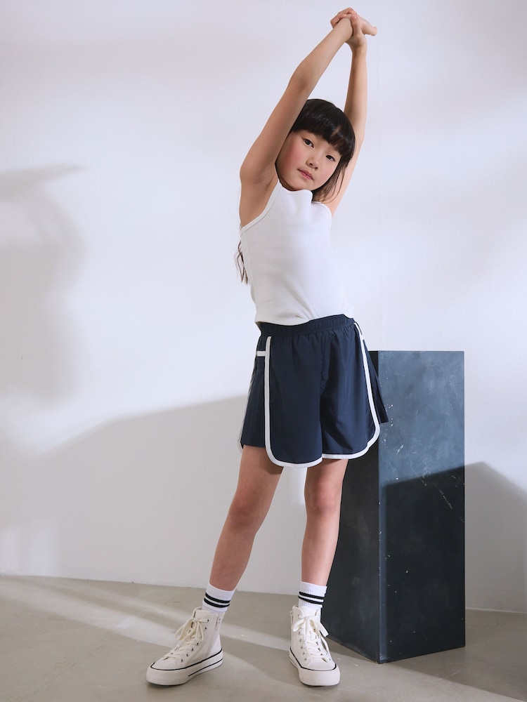 Navy Blue Sporty Pleated Shorts (3-16yrs) - Image 3 of 8