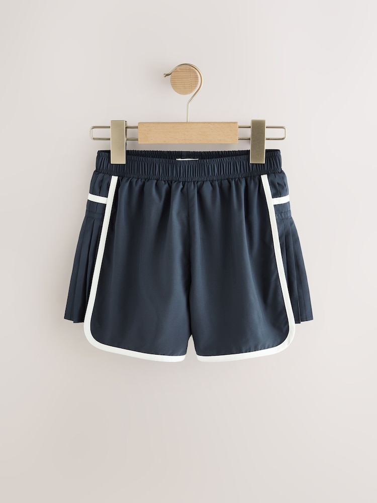 Navy Blue Sporty Pleated Shorts (3-16yrs) - Image 5 of 8