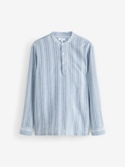 Blue Cotton Linen Blend Stripe Kurta - Image 6 of 9