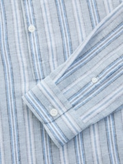 Blue Cotton Linen Blend Stripe Kurta - Image 8 of 9