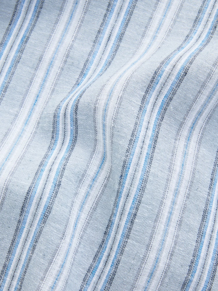 Blue Cotton Linen Blend Stripe Kurta - Image 9 of 9