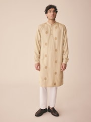 Neutral Leaf EMB Embroidered Kurta Shirt - Image 1 of 10