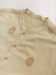 Neutral Leaf EMB Embroidered Kurta Shirt - Image 10 of 10