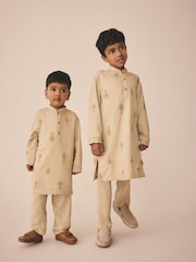 Neutral Leaf EMB Embroidered Kurta Shirt - Image 3 of 10