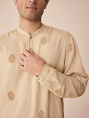 Neutral Leaf EMB Embroidered Kurta Shirt - Image 5 of 10
