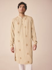 Neutral Leaf EMB Embroidered Kurta Shirt - Image 7 of 10