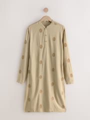 Neutral Leaf EMB Embroidered Kurta Shirt - Image 8 of 10