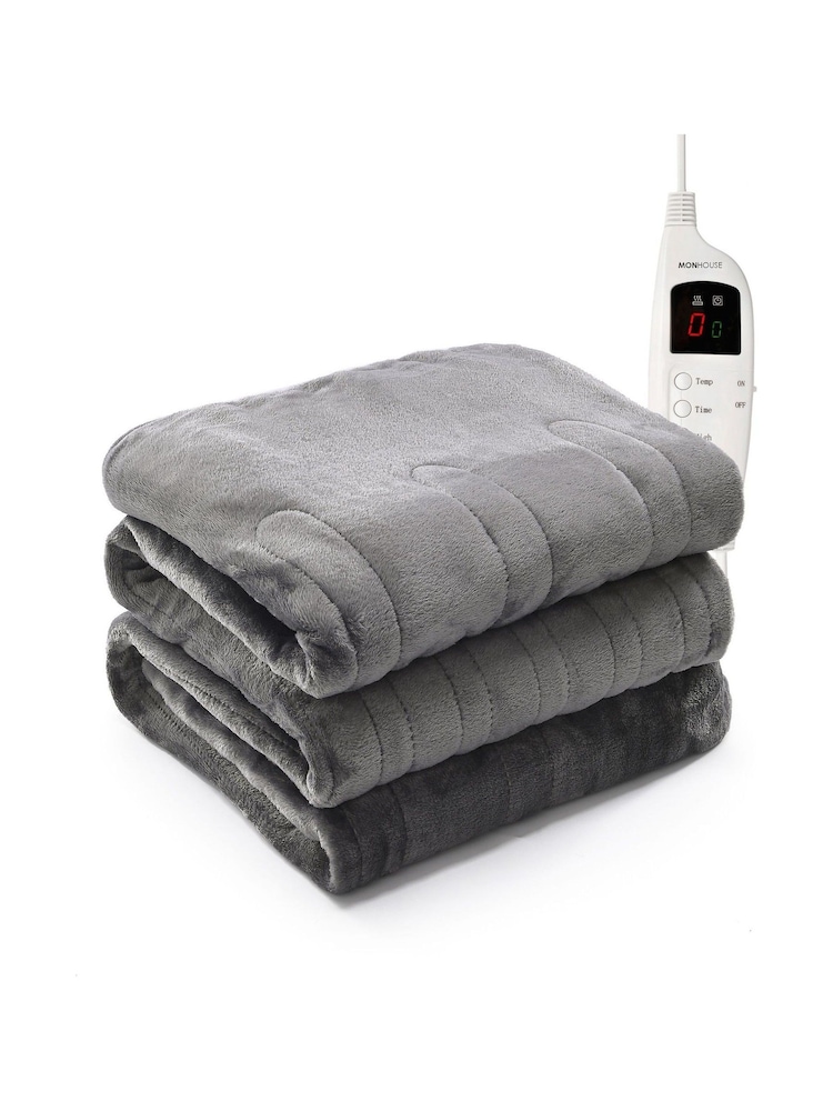 MONHOUSE Beige Premium King Soft Fleece Fitted Heated Mattress Cover - Image 1 of 7