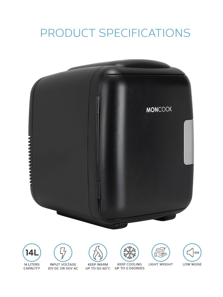 MONCOOK Black Glass Door Mini Fridge Cooling and Warming Functio 14L - Image 2 of 7