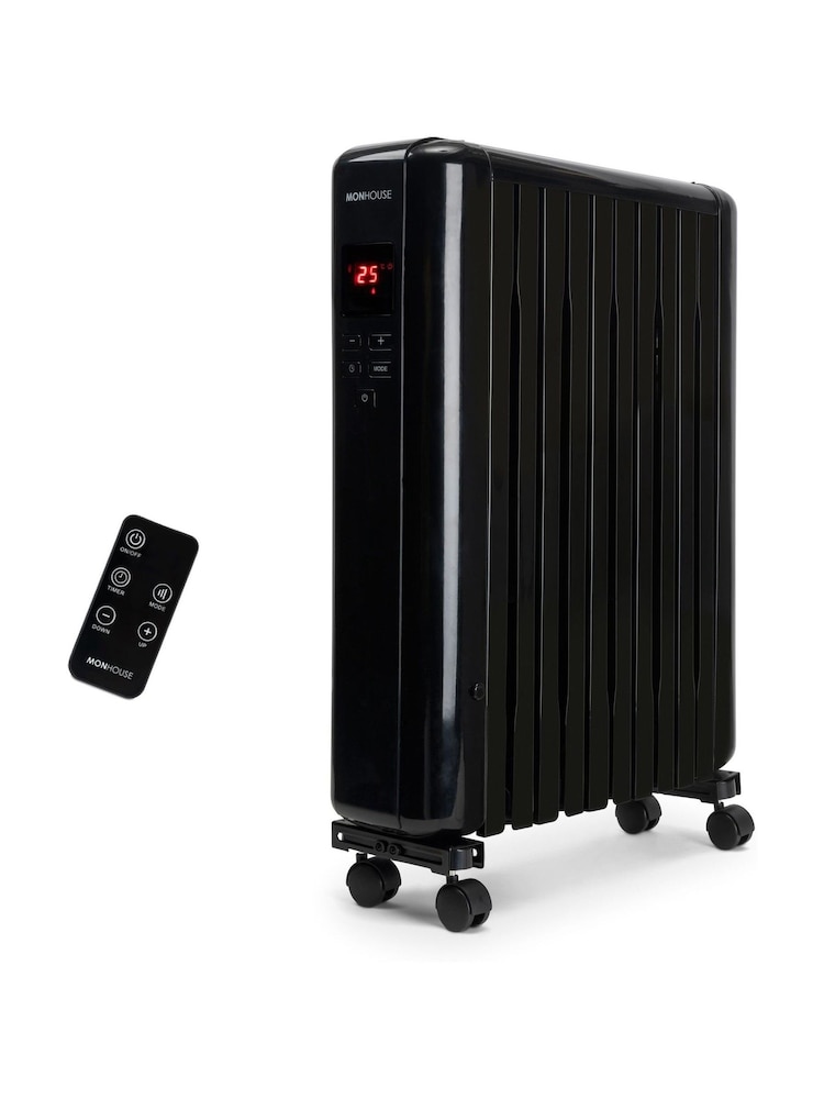 MONHOUSE Black 2500W Digital 10 fins Oil Filled Radiator with LED Display - Image 1 of 7