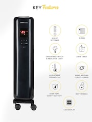 MONHOUSE Black 2500W Digital 10 fins Oil Filled Radiator with LED Display - Image 2 of 7