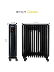 MONHOUSE Black 2500W Digital 10 fins Oil Filled Radiator with LED Display - Image 3 of 7